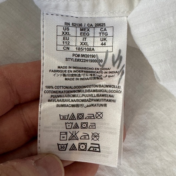 GUESS Men's Jacquard Long‎ Sleeve Snap Up Dress Shirt White XXL Shoulder Strap - Picture 9 of 16